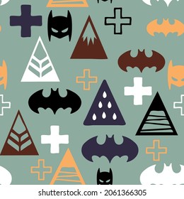 
pumpkins, crosses, bats, seamless pattern repeat print background. Vector illustration. Great for kids and home decor projects. Surface design