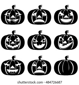 Pumpkins with different expressions. A set of illustrations for Halloween. Cartoon, expresses different emotions - joy, anger, sadness and others.