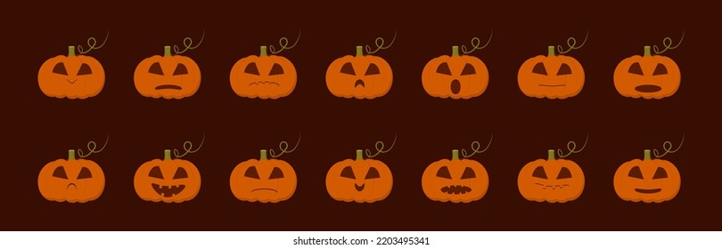 pumpkins with different facial expressions