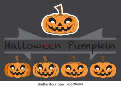 Pumpkins emotions design cute smile funny for Halloween holiday symbol.