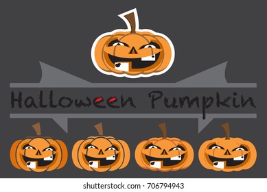 Pumpkins emotions design cute smile funny for Halloween holiday symbol.