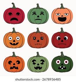 Calabazas con expresiones para Halloween