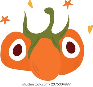 Pumpkins with face drawn in a cute cartoon style.