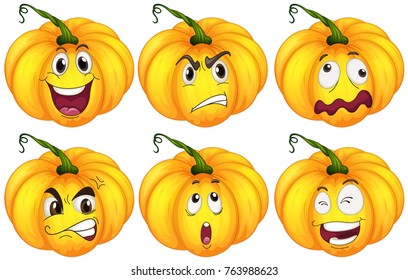 Pumpkins with face expressions