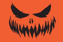 Pumpkins Faces Silhouettes. The Orange Halloween Holiday Pumpkin Face. Template With Variety Of Eyes, Mouths And Noses For Cut Out Jack O Lantern. Vector Illustration