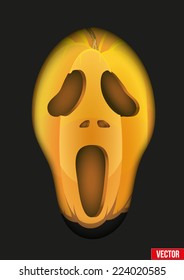 Pumpkins fear face for Halloween background or invitation. Vector Illustration.