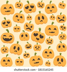 pumpkins funny heads seamless halloween pattern