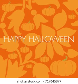 Pumpkins and giant abstract flowers.
Invitation card with simple and aesthetic graphics in shades of orange on the theme of the pumpkin to wish halloween.