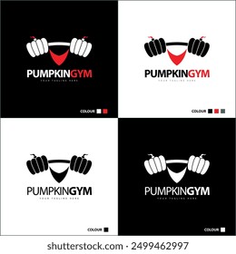 pumpkins gym barbell sport logo set design template