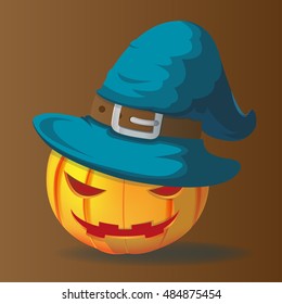 Pumpkins Halloween Character Magic Wizards Vector
