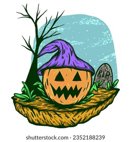 Pumpkins halloween creepy illustrator vector by mbelebeer