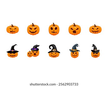 Pumpkins Halloween Design Element Set