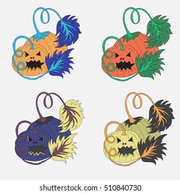 Pumpkins for Halloween. Freehand sketch. Clear outline. Illustration on a white background.