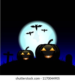 Pumpkins in halloween night