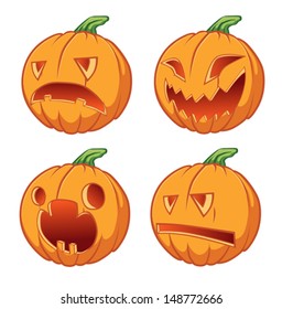 Pumpkins for Halloween on a white background