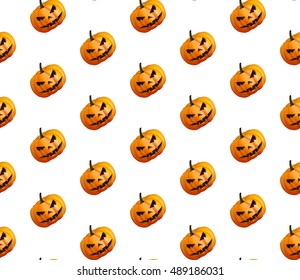 Pumpkins for Halloween seamless pattern background. Vector Illustration
