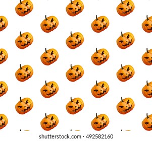 Pumpkins for Halloween seamless pattern background. Vector Illustration