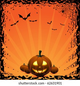 Pumpkins at Halloween sunset