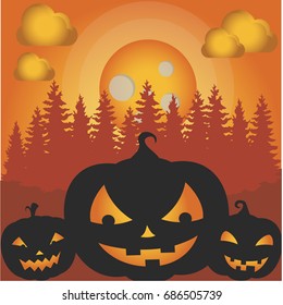 Pumpkins halloween vector art