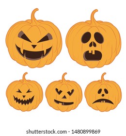 pumpkins halloween vintage design with vector jack lantern silhouettes