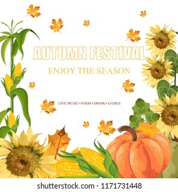 Pumpkins harvest Vector. autumn seasonal banner templates