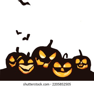 Pumpkins lanterns background with room to write