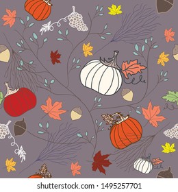 Pumpkins, Maple Leaves and Acorns Pattern