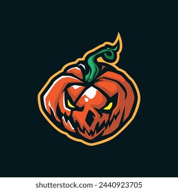 Pumpkins mascot logo design with modern illustration concept style for badge, emblem and t shirt printing. Angry pumpkins illustration.