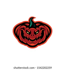 pumpkins mascot logo design vector with modern illustration concept style for badge, emblem and tshirt printing. angry pumpkins illustration. Halloween pumpkin
creepy face
