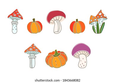Herbstpilze auf weißem Hintergrund