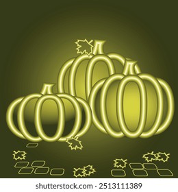 Calabazas en el fondo negro. Calabaza de Halloween. Ilustración vectorial.
