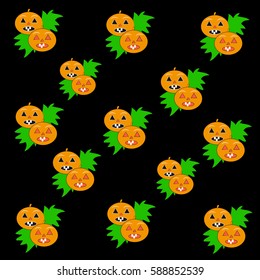 Pumpkins on black background. Vector illustration.