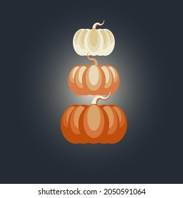 Kürbis auf dunklem Hintergrund. Banner, Poster, Karte. Halloween-Druck. Vektorgrafik.