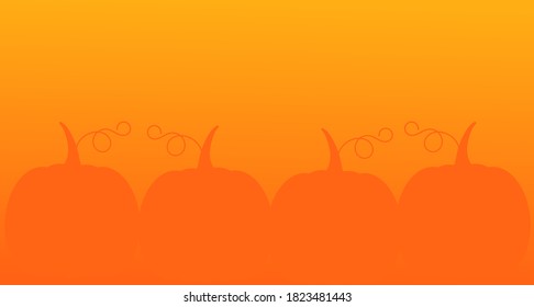 Kürbis auf orangefarbenem Hintergrund. Herbstbanner-Design. Vektorgrafik.