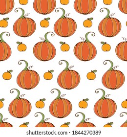 Pumpkins  and oranges colorful  seamless pattern