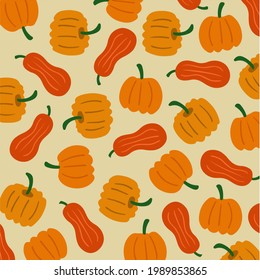 Pumpkins Pattern Background. Social Media Post. Vector Illustration.