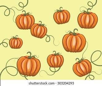 Pumpkins pattern  background. Vector