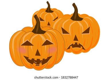 Pumpkins are ready for the celebration of Halloween. They
express their emotions.
