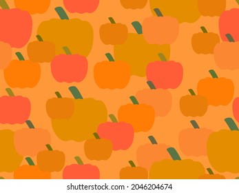 Kürbis nahtloses Muster. Herbsthintergrund mit Kürbissen, Design zu Halloween und Thanksgiving. Hintergrund für Verpackungspapier, Banner, Plakate und Werbematerialien. Vektorgrafik
