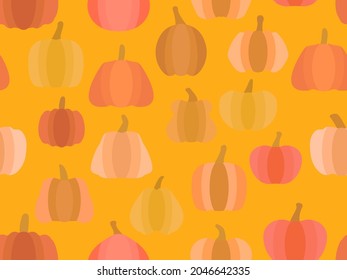 Pumpkins seamless pattern. Autumn background for wrapping paper, banners and advertising materials. Halloween and Thanksgiving day design. Vector illustration