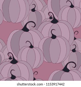 Pumpkins Seamless Pattern. Halloween Background. Colorful Rapport for Textile, Fabric, Wallpaper. Seamless Texture with Vegetables