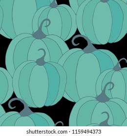 Pumpkins Seamless Pattern. Halloween Background. Colorful Rapport for Textile, Fabric, Wallpaper. Seamless Texture with Vegetables