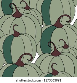 Pumpkins Seamless Pattern. Halloween Background. Colorful Rapport for Textile, Fabric, Wallpaper. Seamless Texture with Vegetables