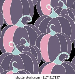 Pumpkins Seamless Pattern. Halloween Background. Colorful Rapport for Textile, Fabric, Wallpaper. Seamless Texture with Vegetables