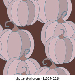 Pumpkins Seamless Pattern. Halloween Background. Colorful Rapport for Textile, Fabric, Wallpaper. Seamless Texture with Vegetables
