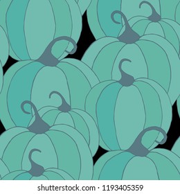 Pumpkins Seamless Pattern. Halloween Background. Colorful Rapport for Textile, Fabric, Wallpaper. Seamless Texture with Vegetables