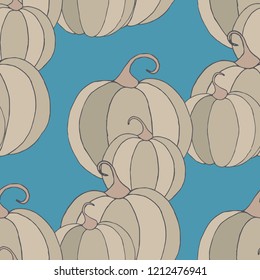 Pumpkins Seamless Pattern. Halloween Background. Colorful Rapport for Textile, Fabric, Wallpaper. Seamless Texture with Vegetables