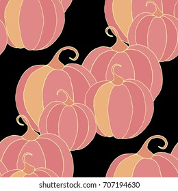 Pumpkins Seamless Pattern. Halloween Background. Colorful Rapport for Textile, Fabric, Wallpaper. Seamless Texture with Vegetables