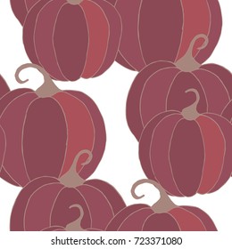 Pumpkins Seamless Pattern. Halloween Background. Colorful Rapport for Textile, Fabric, Wallpaper. Seamless Texture with Vegetables