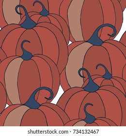 Pumpkins Seamless Pattern. Halloween Background. Colorful Rapport for Textile, Fabric, Wallpaper. Seamless Texture with Vegetables
